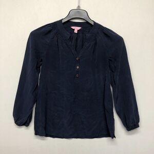 Lilly Pulitzer Women Long Sleeve Silk Blouse Top Shirt Size Extra Small B261 -21